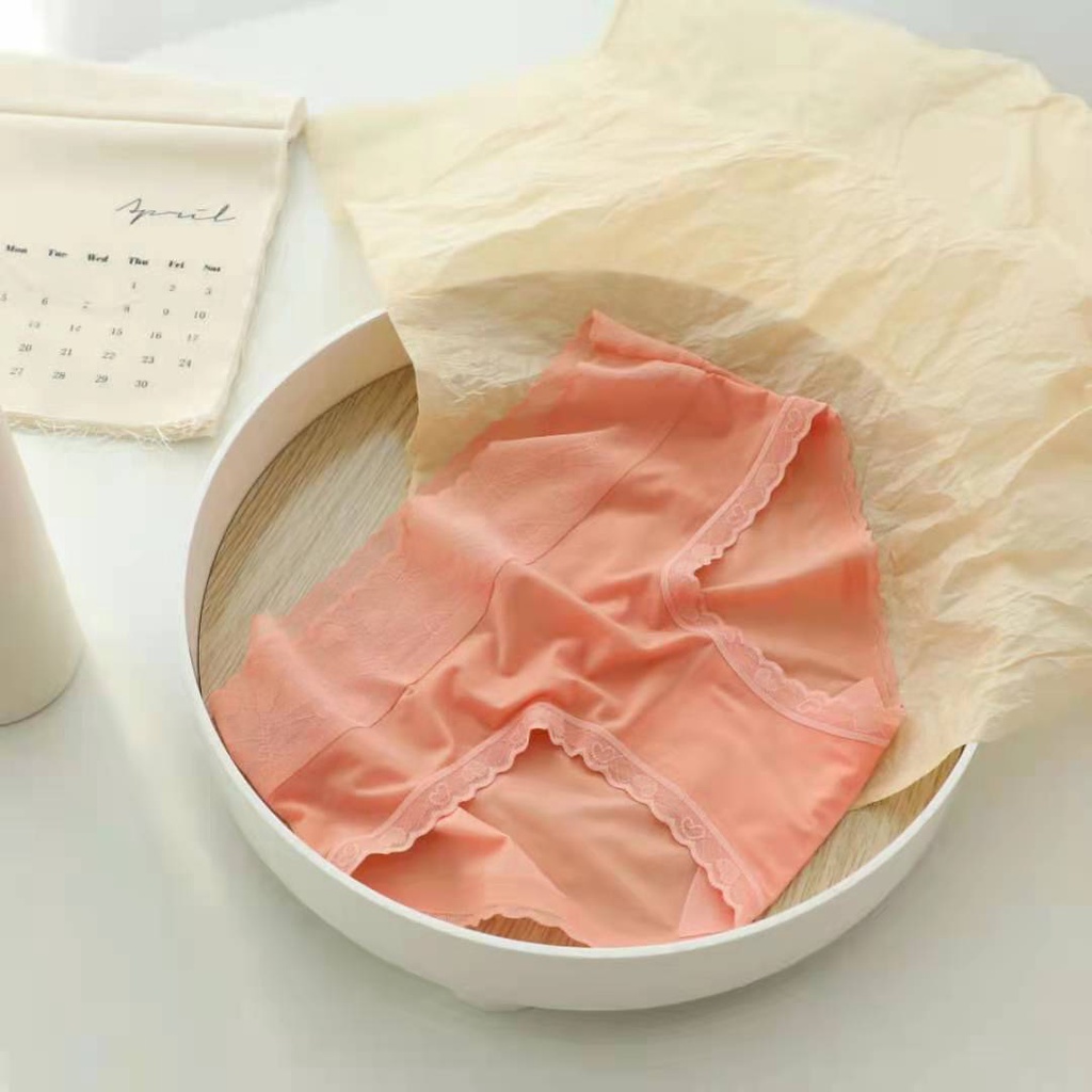 Quần Lót Nữ Lụa Băng - Quần Chip Nữ Đẹp Mềm Mại Phối Cạp Ren Tim Mềm Mại gợi cảm tôn dáng sexy mẫu A40