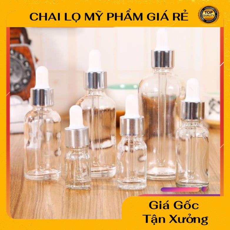 Lọ Chiết Serum ❤ RẺ VÔ ĐỊCH ❤ Lọ đựng tinh dầu 15ml,20ml Dày bóp giọt Khoen Bạc , lọ chiết serum , phụ kiện du lịch