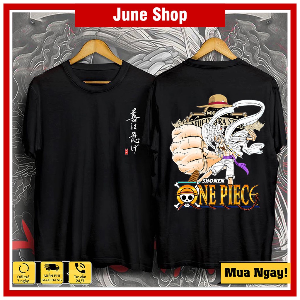 BST Áo thun Luffy Gear 5, Áo Anime One Piece siêu độc màu đen, trắng cộc tay mới nhất