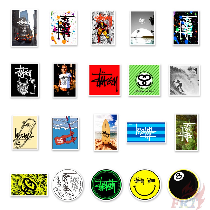 Set 50 hình dán chống nước họa tiết Stussy Series 01 trang trí sổ tay thủ công