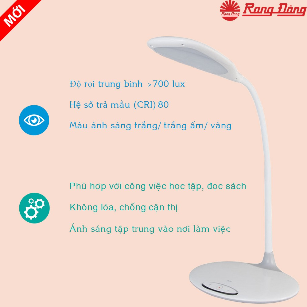 [Tặng BÚT độc quyền] Đèn học để bàn cảm ứng chống cận thị Chip LED samsung Led 6W Bảo hành 2 năm RD-RL-21