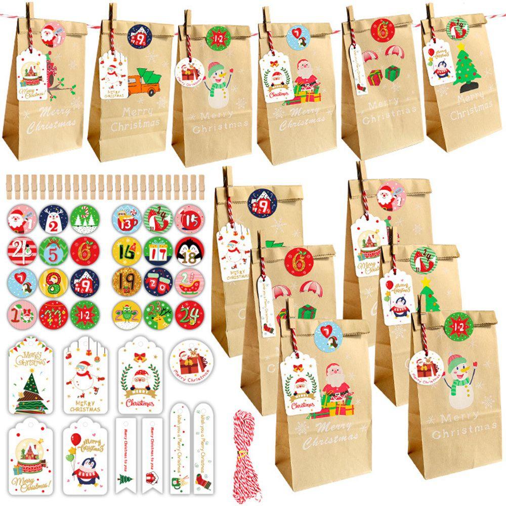 Bộ 24 Túi Giấy Kraft Đựng Bánh Quy Họa Tiết Số