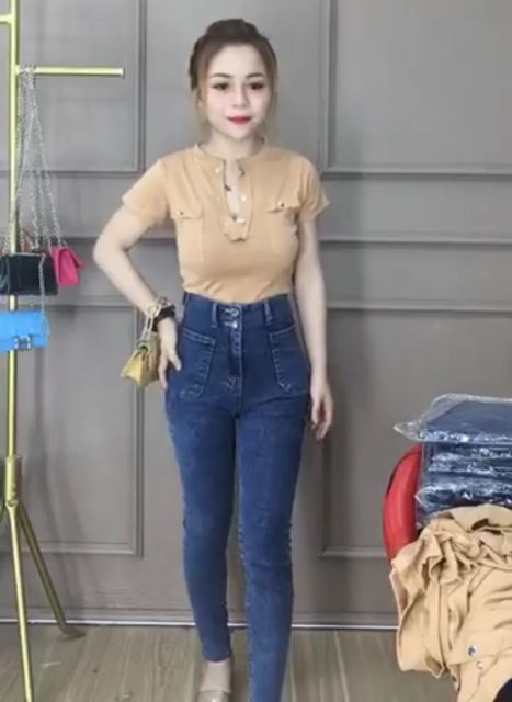 Quần jean nữ cạp siêu cao, 2 khuy (video+ảnh thật) | BigBuy360 - bigbuy360.vn