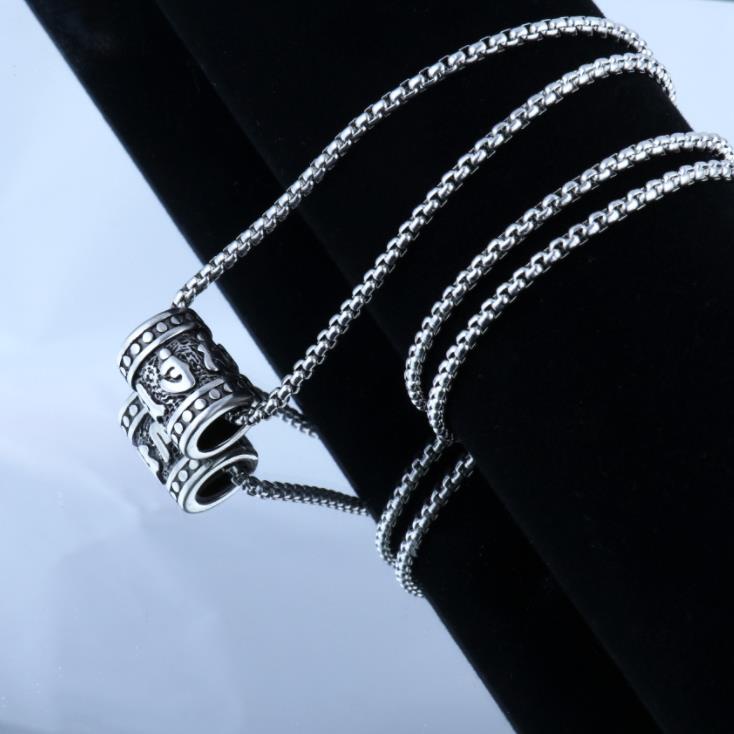 Vòng cổ Mặt Hình Trụ Bằng Thép Không Gỉ Thời Trang Cho Nam Và Nữ