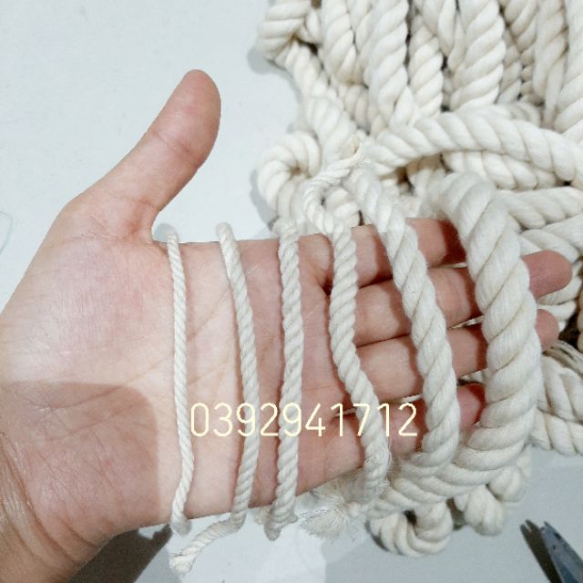 Sỉ 10kg dây thừng se macrame, dây cotton. (2mm, 3mm... 10mm)