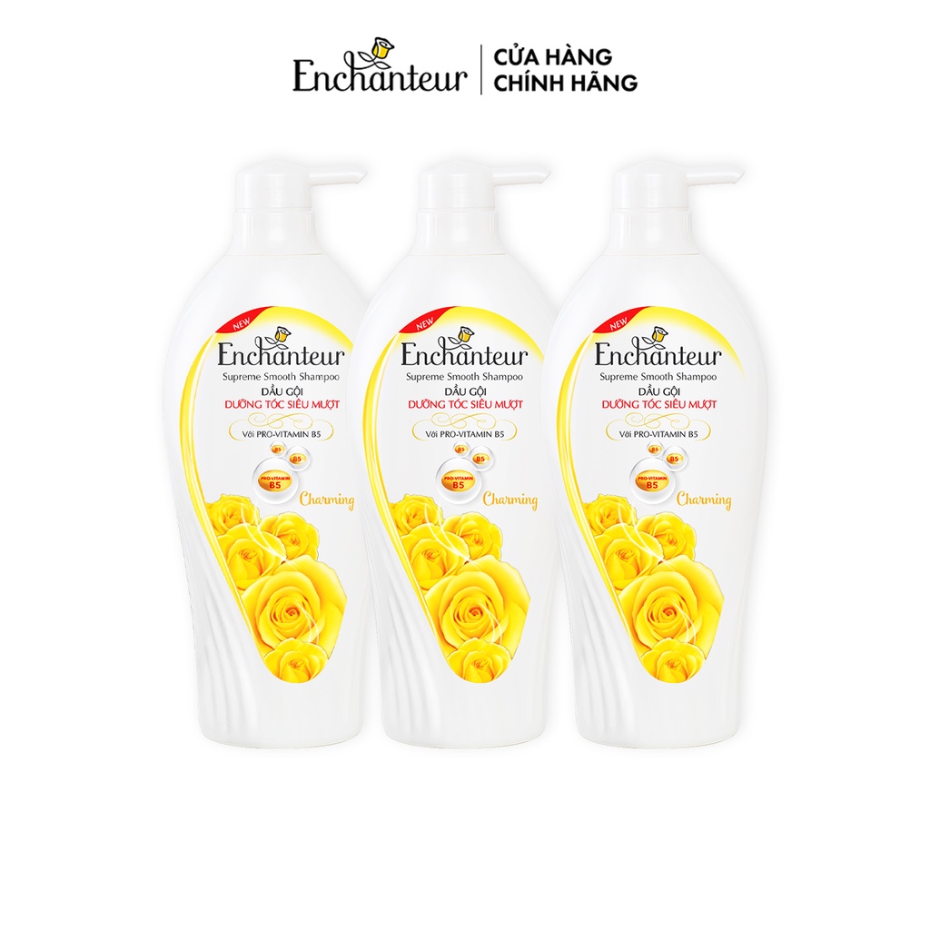 Combo 03 dầu gội dưỡng tóc siêu mượt Enchanteur Charming 650g