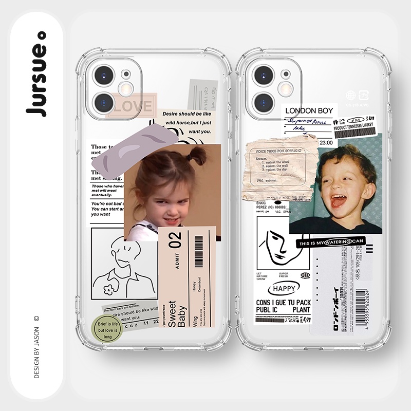 Ốp lưng JURSUE hoạt hình cặp đôi dễ thương đẹp cho iPhone 13 12 11 Pro Max SE 2020 X XR XS ip 8 7 6 6S Plus kute Y157