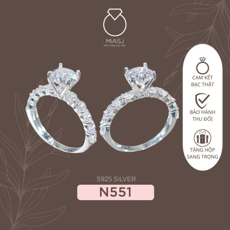 Nhẫn nữ Bạc Ý S925 nhẫn hột đá cao cấp sang trọng N551 | MiASJ MiA Trang sức bạc