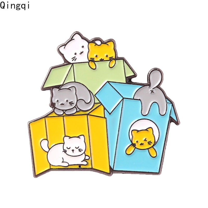 Ghim cài áo Miss Zoe hình mèo và hộp sữa hoạt hình dễ thương