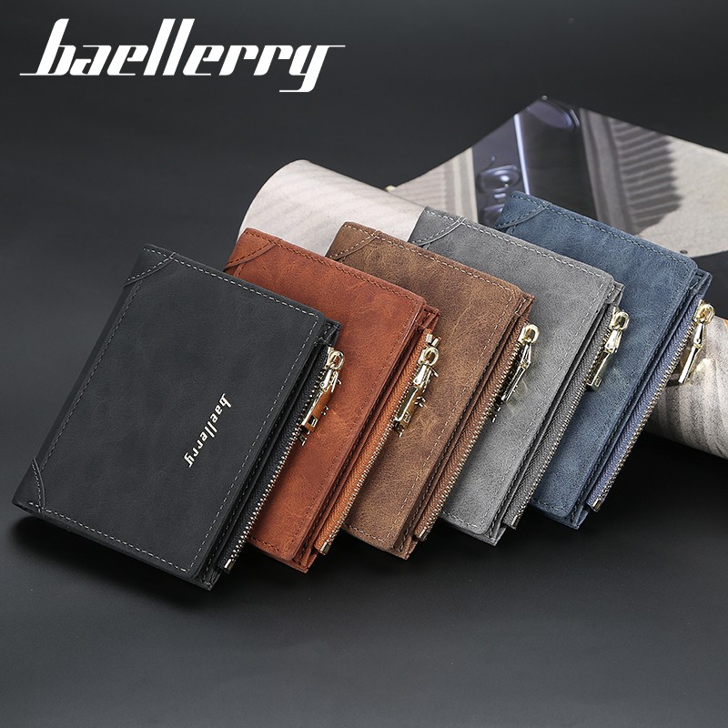 「COD」Baellerry Wallet Men's Short Korean Version Large Capacity Multi-card Zipper Coin Purse