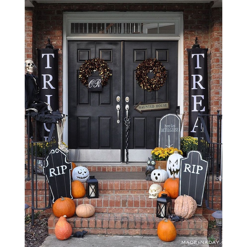 Vòng nguyệt quế treo cửa trang trí Halloween đường kính 40cm mẫu nhện giăng tơ
