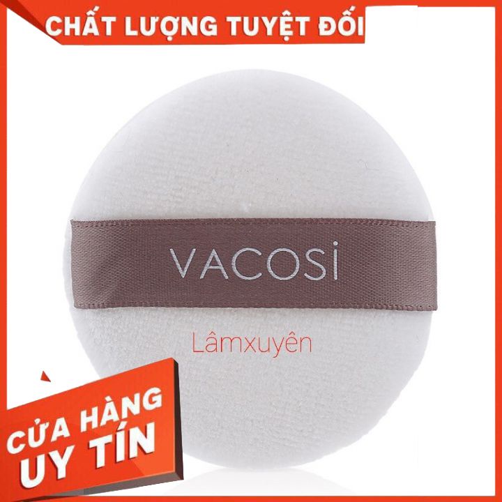 VACOSI MEDIUM WHITE ROUNG PUFF BP20_Bông phấn cotton khô tròn trung ( bịch 1 miếng)  bông phấn mềm mịn, dễ tán
