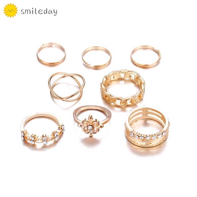 Set Nhẫn Đeo Tay Kim Loại Phong Cách Vintage Cho Nữ