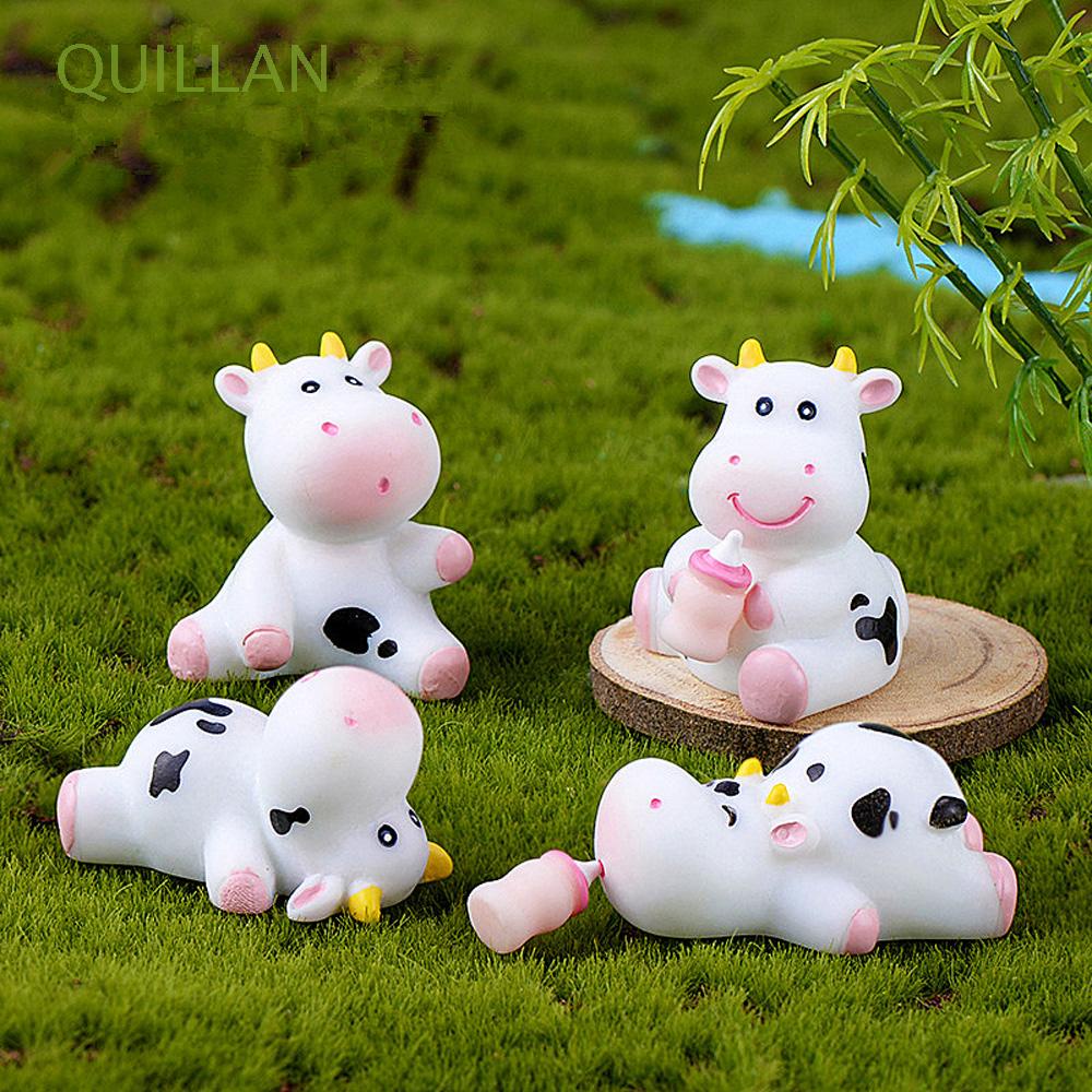 Bò sữa mini bằng nhựa resin thủ công sáng tạo trang trí sân vườn