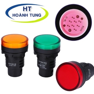 Đèn led AD16-30DS phi 30mm báo pha 220vac màu đỏ, vàng, xanh lá gắn tủ điện
