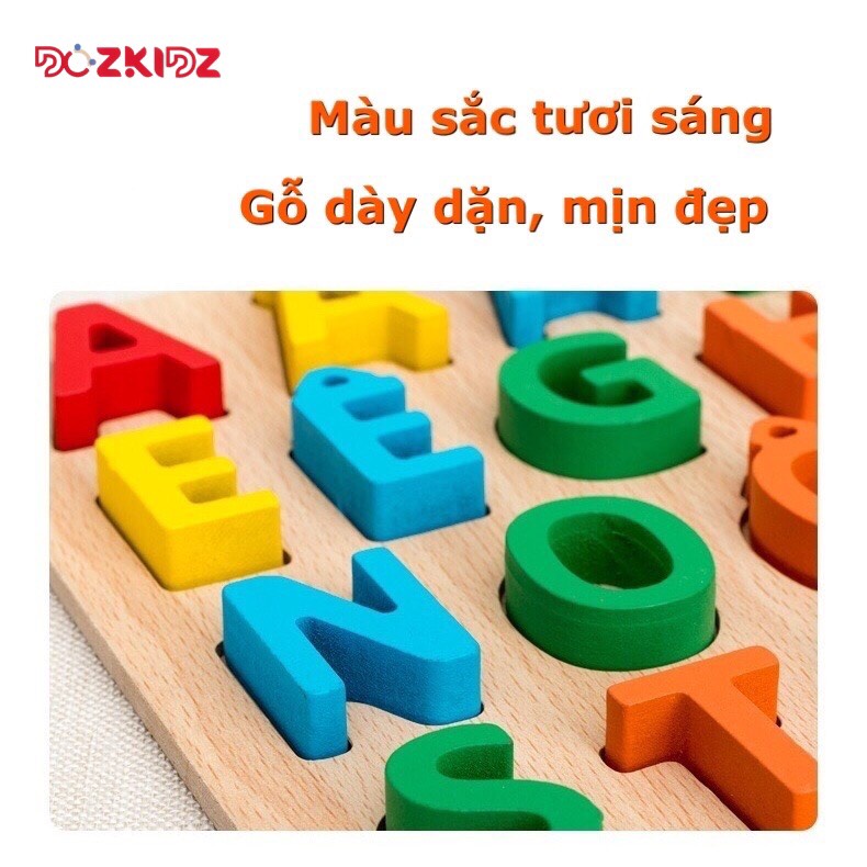 Đồ chơi thông minh, bảng chữ cái tiếng Việt bằng gỗ 20x30cm, đồ chơi giáo dục cho trẻ từ 3 tuổi trở lên - DOZKIDZ