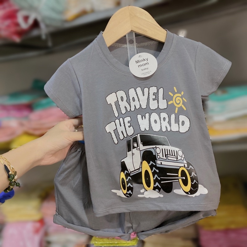 Bộ đồ cotton in hình Ô TÔ cho bé
