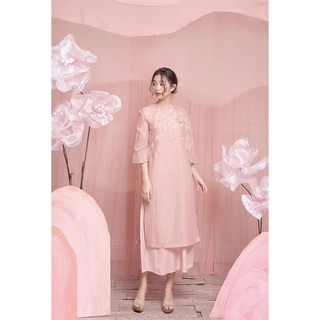 Áo Dài Xuân Cách Tân Phối Tay Lưới