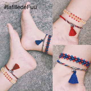 Set 2 vòng chân thổ cẩm phong cách boho vintage độc đáo cho nữ