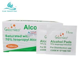 Gạc tẩm cồn sát khuẩn GREETMED hộp 100 miếng BSH