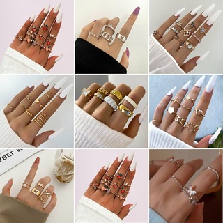 Set 17 Nhẫn Đốt Ngón Tay Mạ Vàng / Bạc Phong Cách Boho