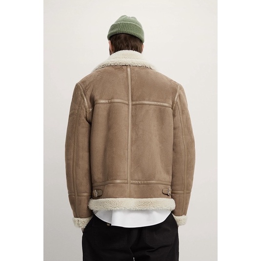 Order áo khoác auth tuồn ZARA của nam Áo khoác dày giả da lộn lót lông cừu nhân tạo