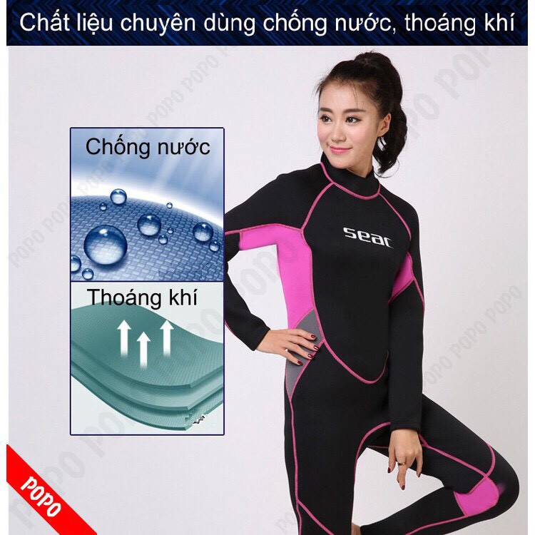 Bộ đồ lặn lặn biển, quần áo lặn biển cho nữ 1711 SEAC cho nữ vải dày 2.5mm giữ ấm, thoáng khí, chống thầm nước SPORTY