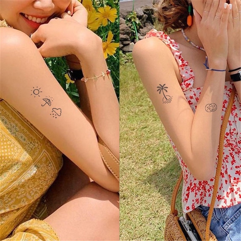 Hình Xăm Dán Họa Tiết Mặt Cười/Trái Tim/Chữ Phong Cách Mùa Hè Độc Đáo