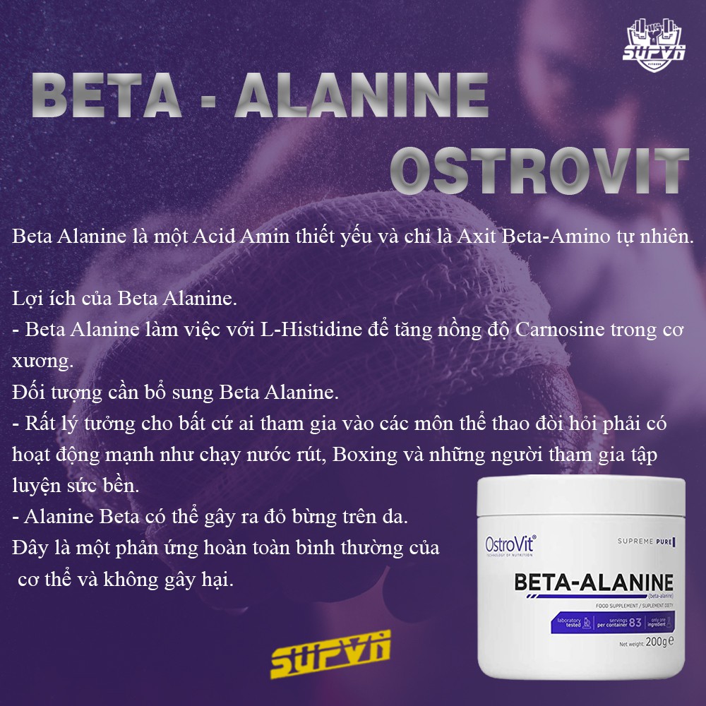Ostrovit Beta Alanine 200g - Đơn chất hỗ trợ tăng sức mạnh sức bền trong tập luyện