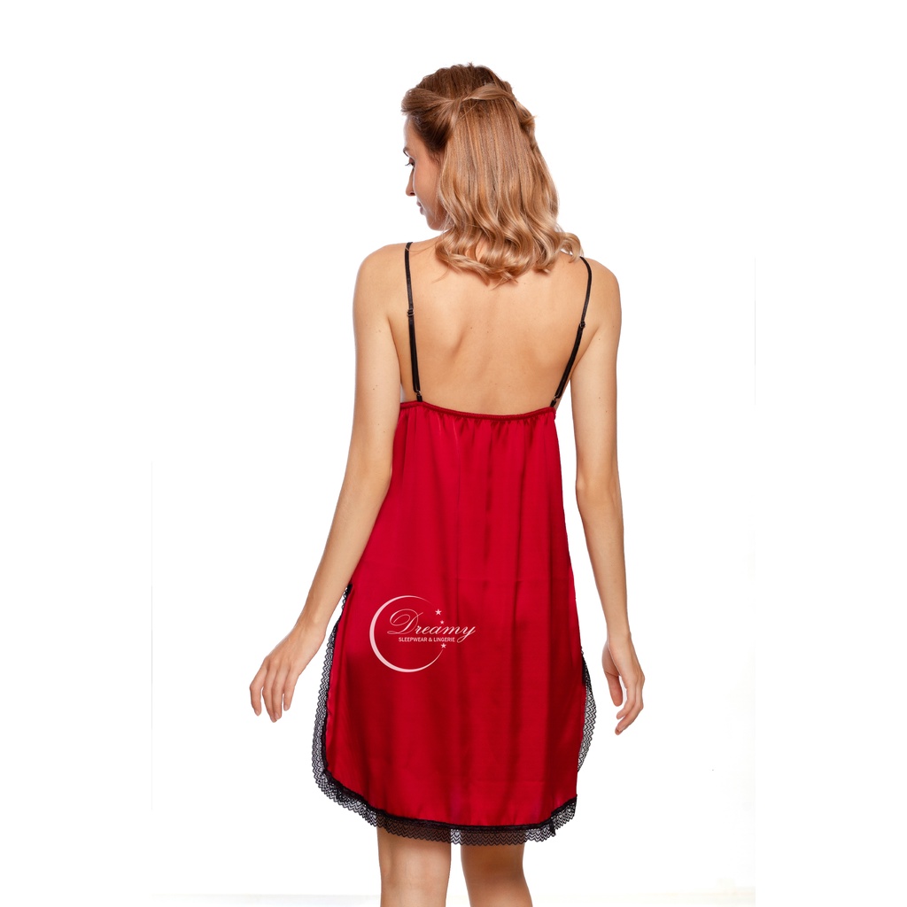Váy ngủ sexy, váy ngủ 2 dây quyến rũ, đồ ngủ sexy, đồ ngủ nữ dáng xòe phối ren xẻ tà 2 hông Dreamy VX24