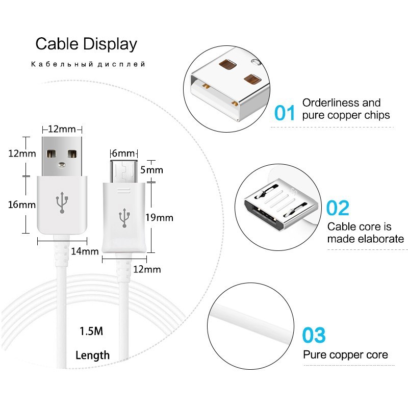 Cáp Sạc Nhanh / Chuyển Dữ Liệu Cổng Micro Usb Cho Samsung S6 S7 Edge Note 4 5 J3 J5 J7