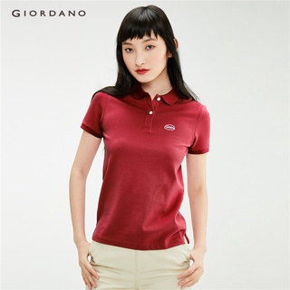 Áo thun GIORDANO 90311386 cổ áo polo thêu pique cho nữ