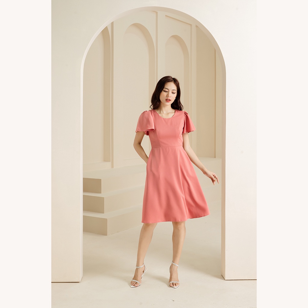 Đầm xòe 2 lớp thiết kế thời trang Eden cổ tròn tay loe dây kéo sau lưng - D472