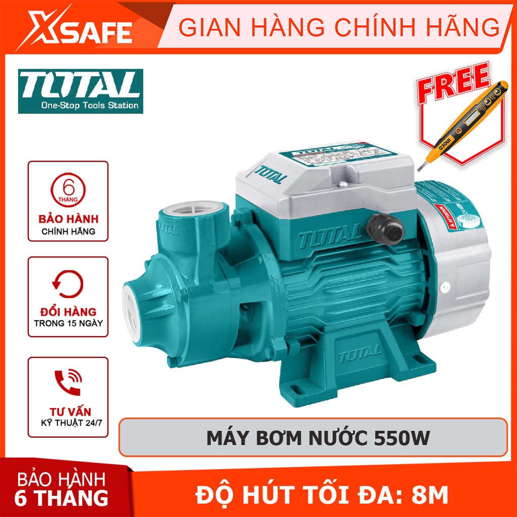 Máy bơm nước 550W TOTAL TWP15506 motor dây đồng Máy bơm nước Total chiều cao bơm tối đa 45m, lưu lượng tối đa 45 lít/ph