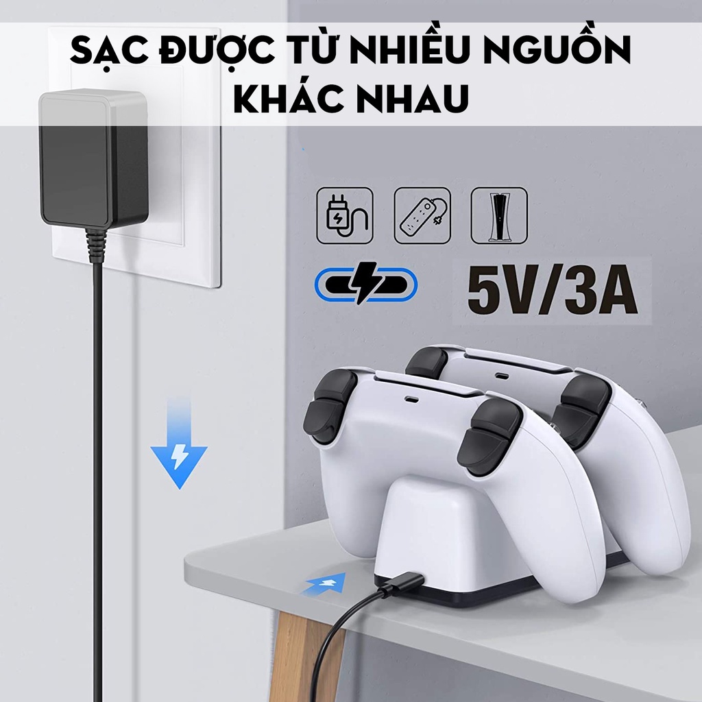 Dock sạc nhanh cho tay cầm PS5 DualSense, PlayStation 5 màu Cosmic Red