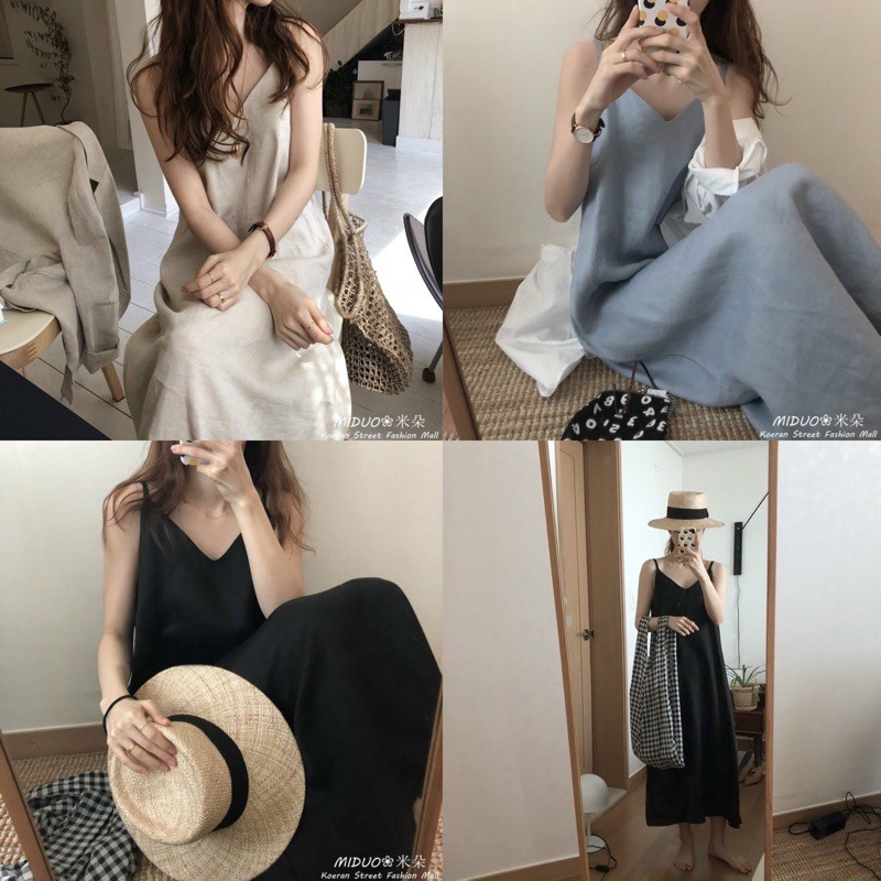 LINEN MAXI - ĐẦM MAXI 2S CỔ V DÁNG SUÔNG