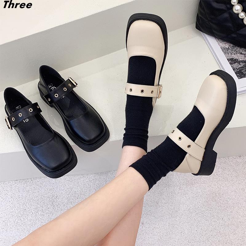 Women's shoes, high heels Mary Jane women's shoes spring style single shoes women Korean style wild thick-heeled Lolita shoes British style small leather shoes