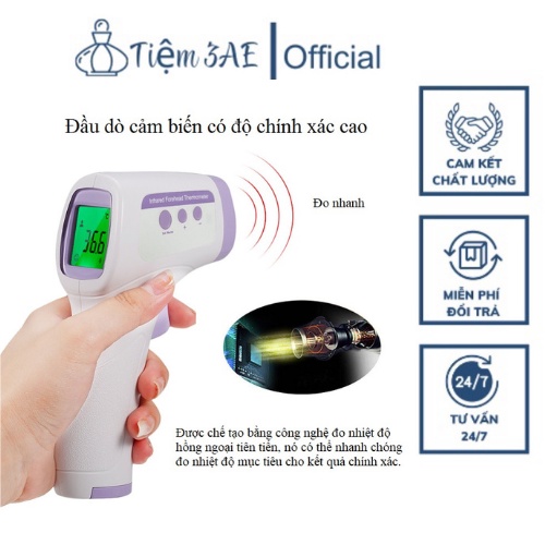 Nhiệt kế điện tử đo trán, nhiệt độ sữa, nước bằng tia hồng ngoại - Tiệm 3AE