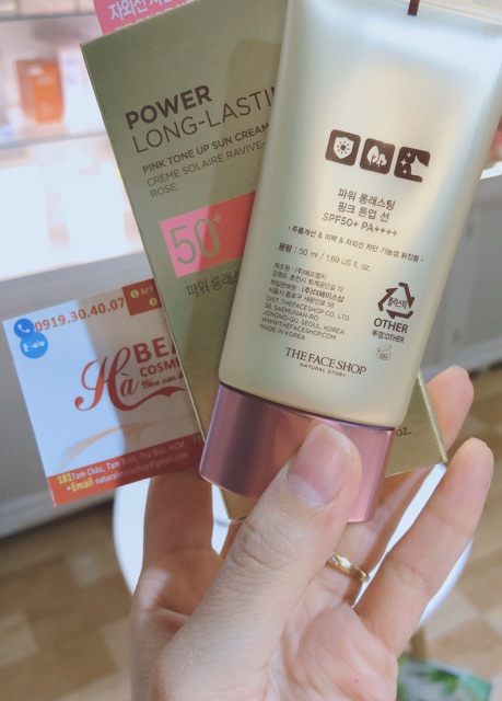 (AUTH)Kem chống nắng Nâng tông da PINK TONE UP SUN CREAM SPF50+ PA++++ The Face Shop