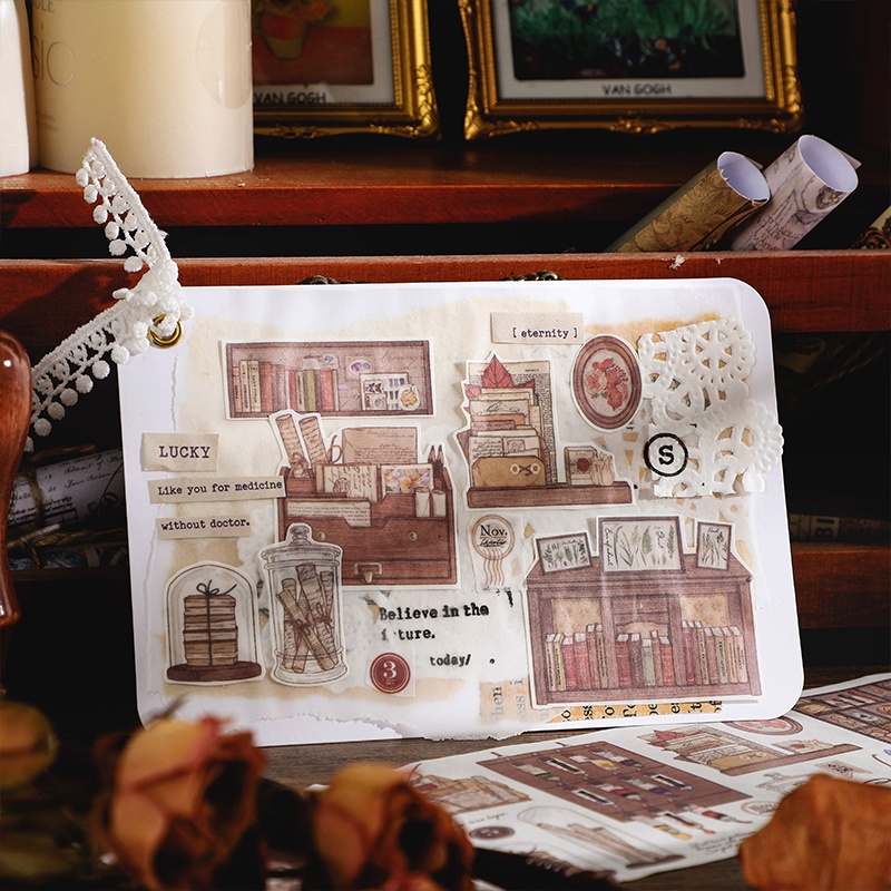 Cuộn Băng Keo Washi 80 * 350mm In Họa Tiết Phong Cách Vintage Trang Trí Sổ Tay