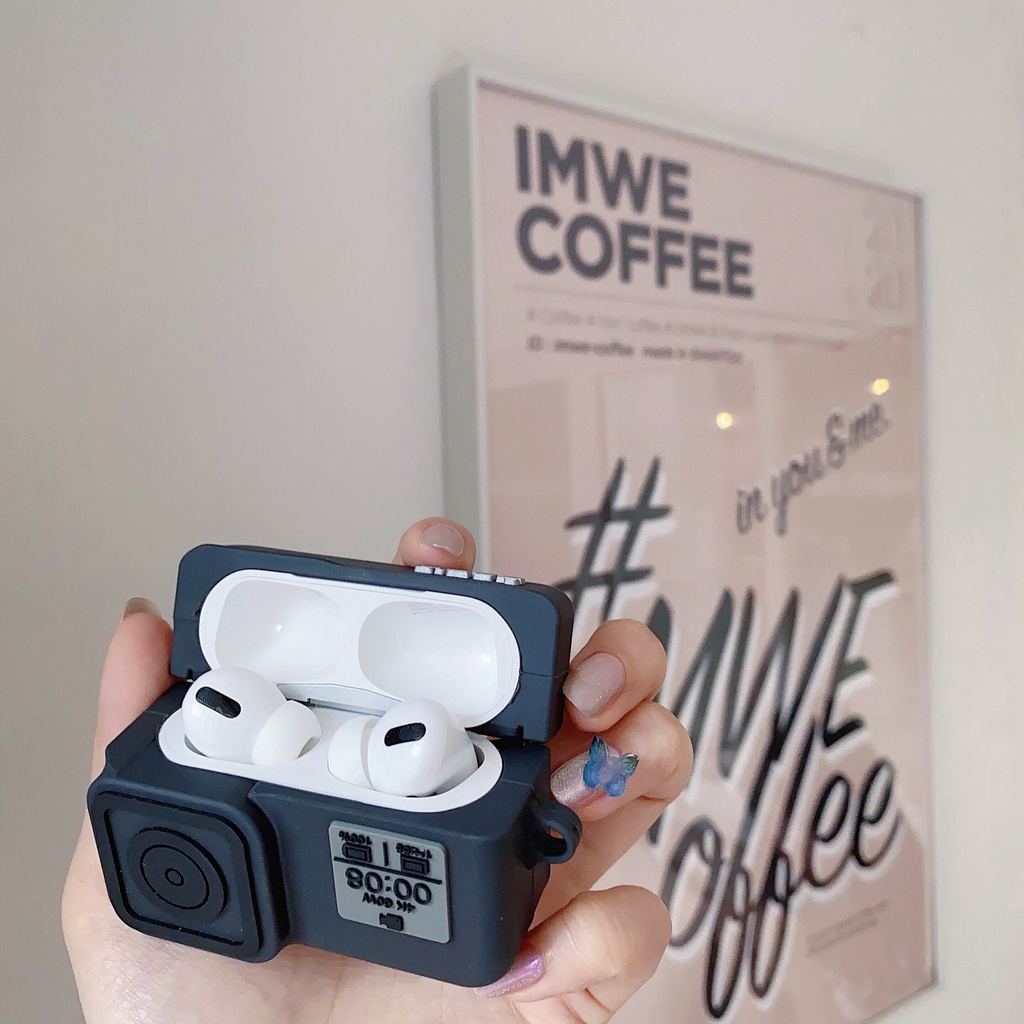 Vỏ Bảo Vệ Hộp Sạc Tai nghe không dây airpods 1/2 pro 1/2/3 pro Bằng Silicon Mềm Hình Máy Ảnh 3D GOPRO