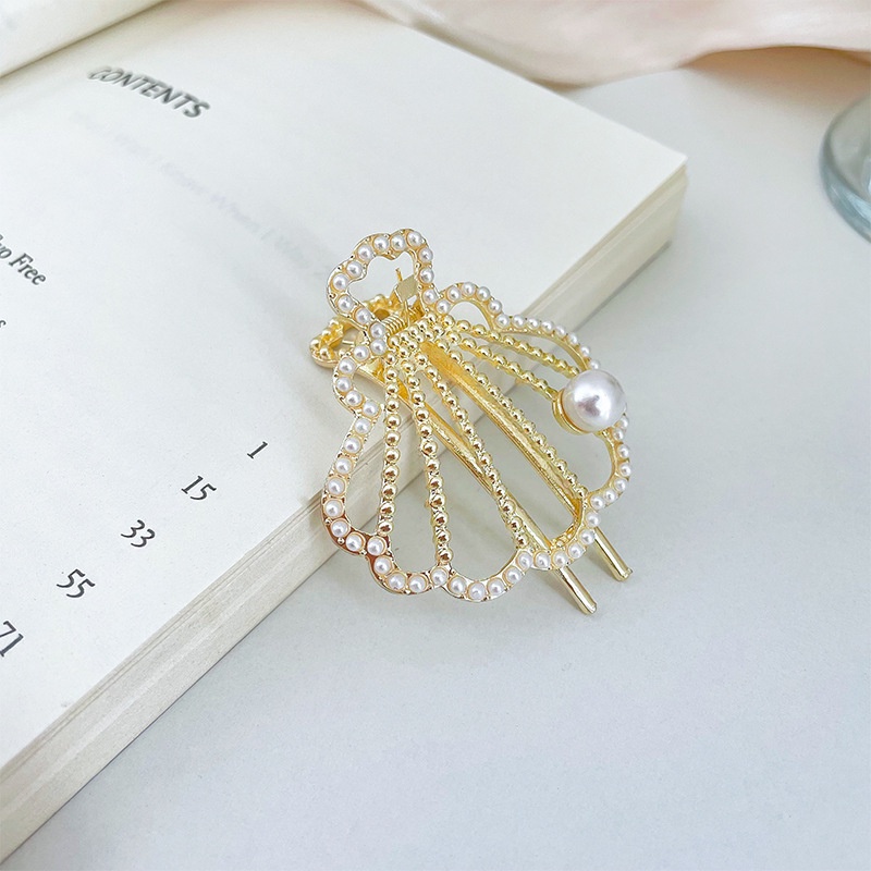 Kẹp Tóc Hình Vỏ Sò Đính Ngọc Trai Thời Trang Đi Biển Phong Cách Hàn Quốc