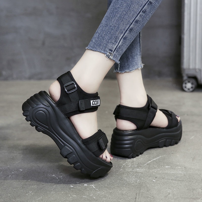 Giày Sandal Thể Thao Đế Xuồng Dày Phong Cách Hàn Quốc Thời Trang Mùa Hè Mới 2022 Cho Nữ