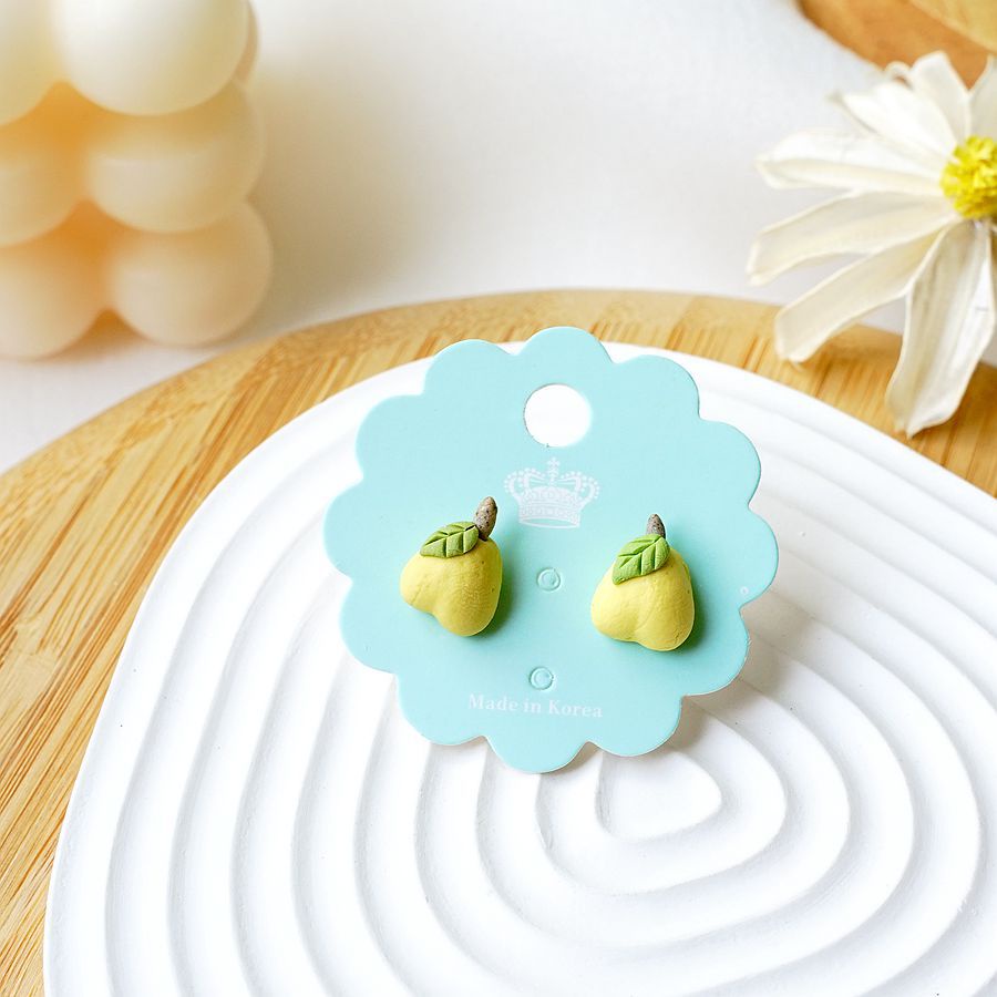 Khuyên tai gốm sứ họa tiết trái cây dễ thương thời trang sáng tạo - KTPP002