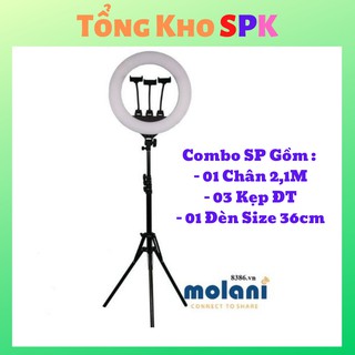 Đèn live size 36cm , đèn m-36 , 3 chân kẹp điện thoại , gậy 2,1 mét , trợ sáng live tream, quay tiktok, spa , studio