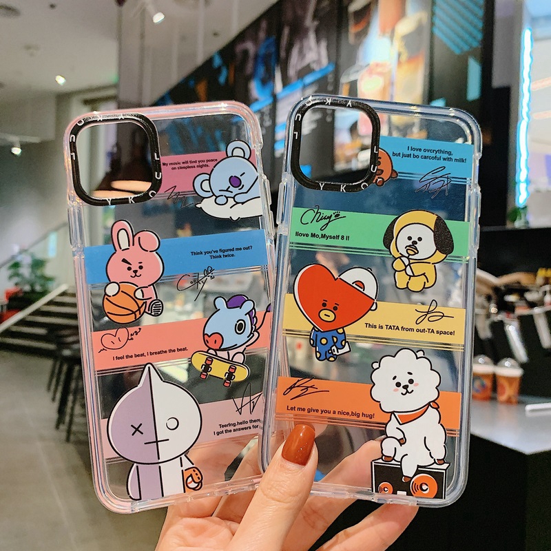 Ốp điện thoại chống rơi in họa tiết BTS BT21 hoạt hình đáng yêu cho IPHONE 11 PRO X XR XS MAX 6 6S 7 8 PLUS