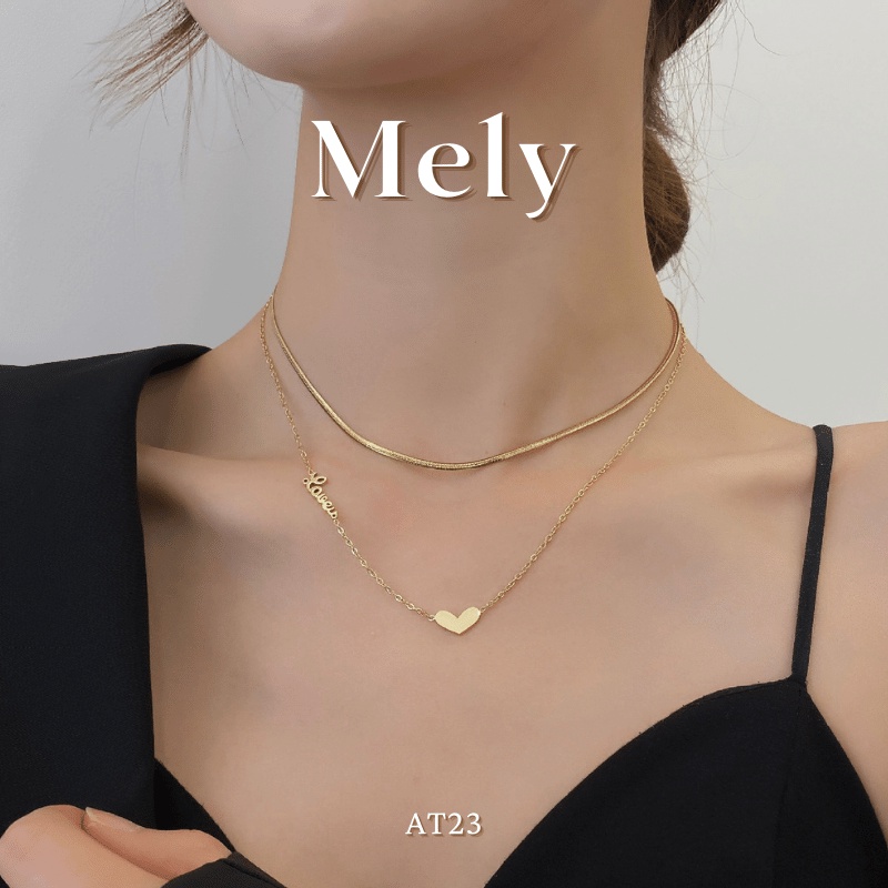 [KHÔNG ĐEN GỈ] Dây chuyền titan hình tim hai sợi cá tính basic Hàn Quốc - Mely AT23