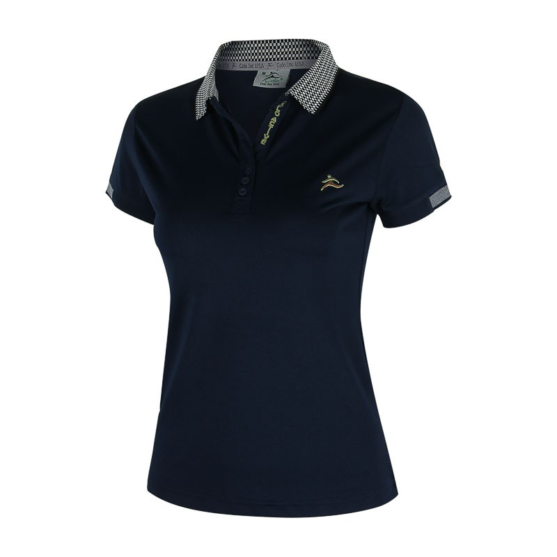 Áo thể thao nữ cổ sọc COLO Xanh đen spandex CL2525256