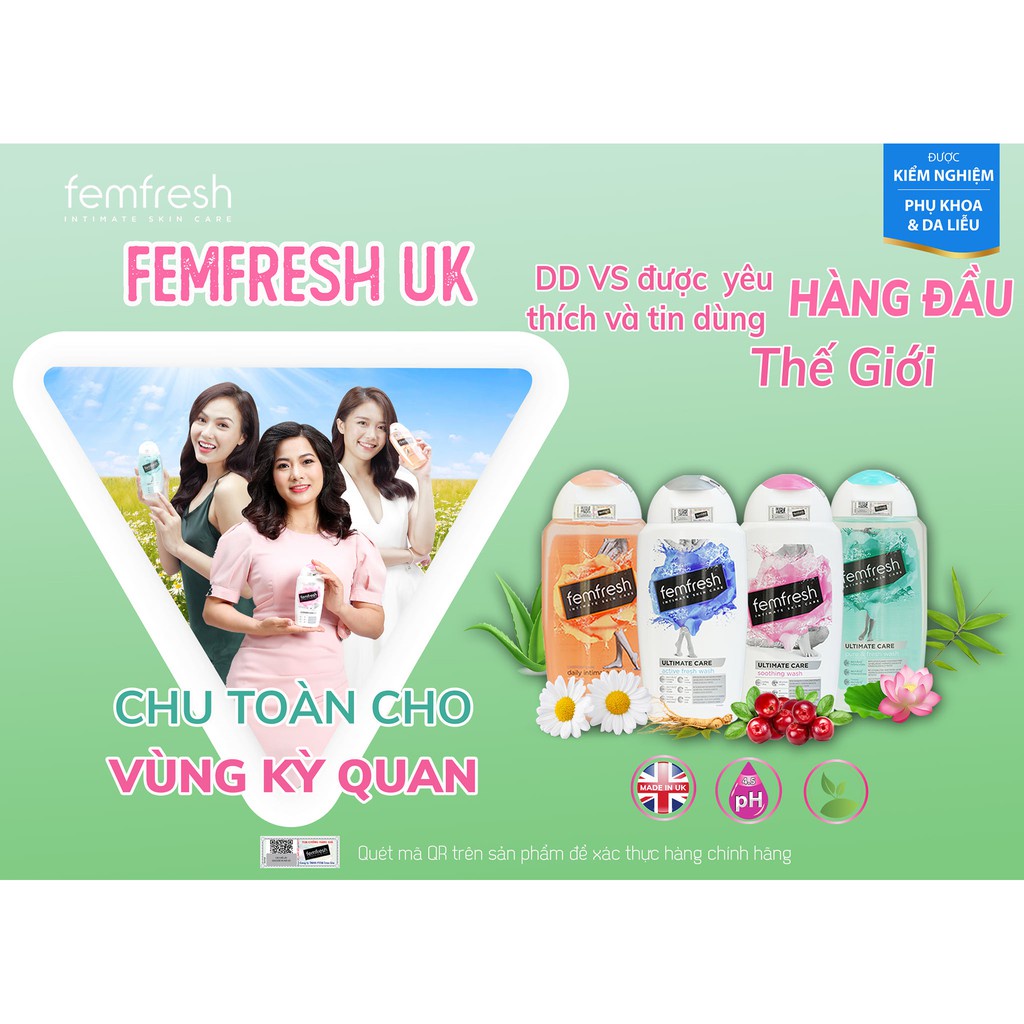 Dung Dịch Vệ Sinh Cho Người Nhạy Cảm Giúp Vùng Kín Sạch Thơm Tươi Mới Femfresh Pure &amp; Fresh Wash 250ml UK