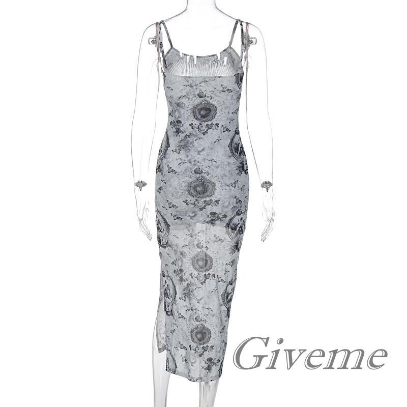 Đầm Hai Dây Dáng Ôm Họa Tiết Thiên Thần Thời Trang Mùa Hè Cho Nữ